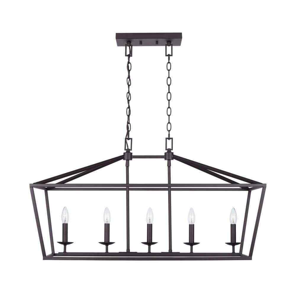 Home Decorators Weyburn 36 in. 5-Light Bronze Linear Chandelier Light Fixture