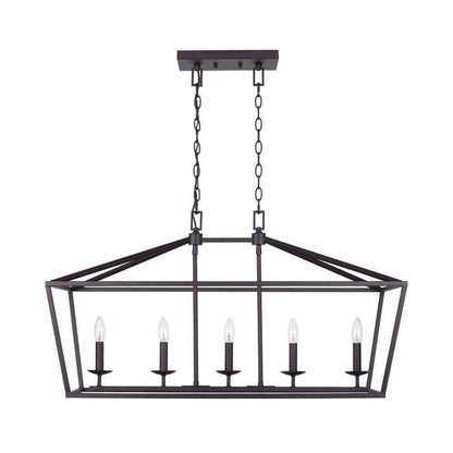 Home Decorators Weyburn 36 in. 5-Light Bronze Linear Chandelier Light Fixture