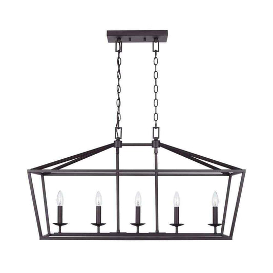 Home Decorators Weyburn 36 in. 5-Light Bronze Linear Chandelier Light Fixture