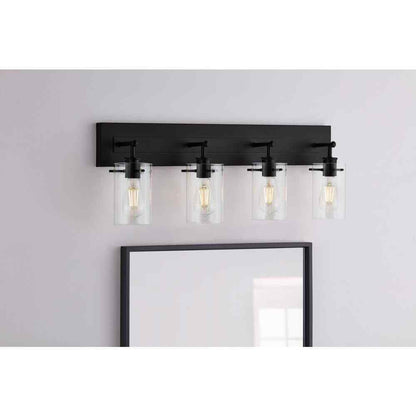 Hampton Bay Regan 29.25 in. 4-Light Matte Black Bathroom Vanity Light