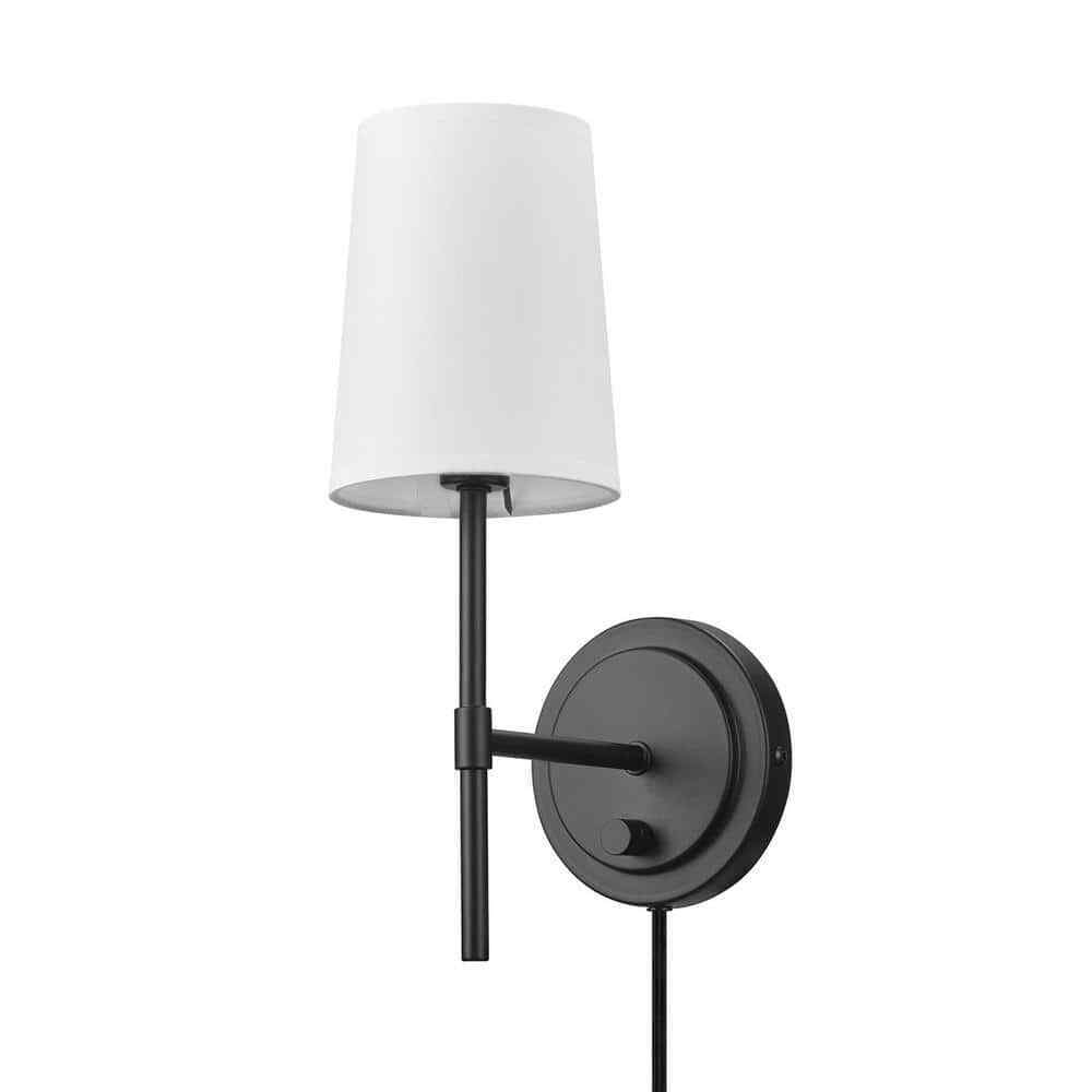 Hampton Bay Ridgeway 1-Light Matte Black Wall Sconce 65755