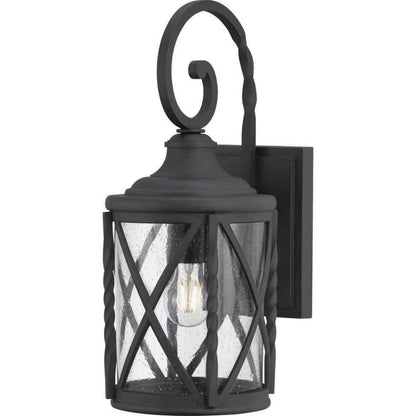 Home Decorators Walcott Manor 18.75 in. 1-Light Black Industrial Outdoor Sconce