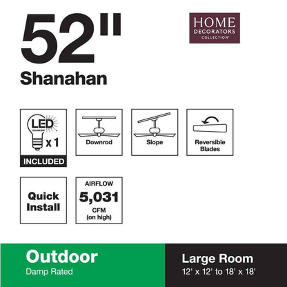 Home Decorators Shanahan 52 in. Indoor/Outdoor LED Bronze Ceiling Fan