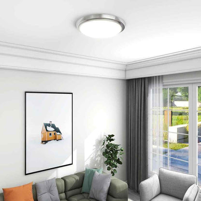 Pia Ricco Brushed Nickel Selectable LED CCT Color Changing Ceiling Flush Mount