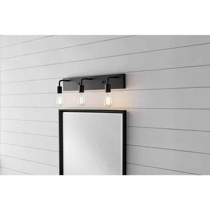 Hampton Bay Northvale 24 in. 3-Light Matte Black and Brass Bathroom Vanity Light