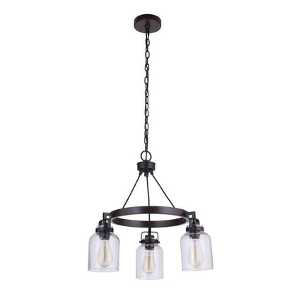CRAFTMADE Foxwood 3-Light Clear Glass Chandelier for Kitchen Dining Room Foyer