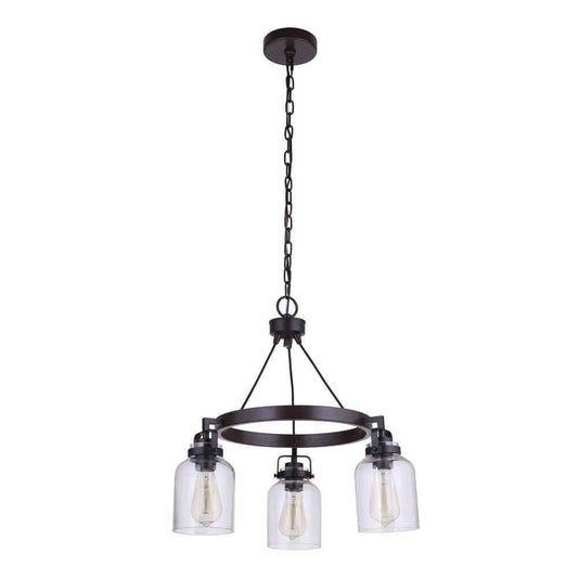 CRAFTMADE Foxwood 3-Light Clear Glass Chandelier for Kitchen Dining Room Foyer