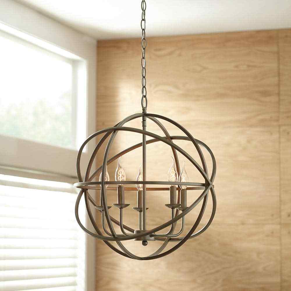 Home Decorators Collection Sarolta Sands 5-Light Antique Silver Orb Chandelier