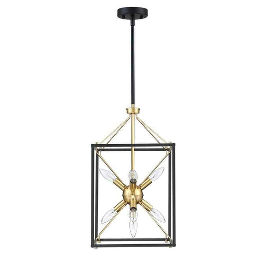 Hukoro Alfa 9-Light 12.2 in. Modern Rectangle Lantern Pendant Light