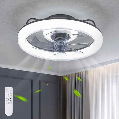 ANTOINE 20 in. Indoor Black Ceiling Fan w/ LED Dimmable Light Low Profile Flush