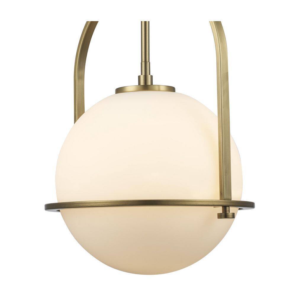 Home Decorators Owens 1-Light Gold Pendant Light Fixture w/ Globe Glass Shade