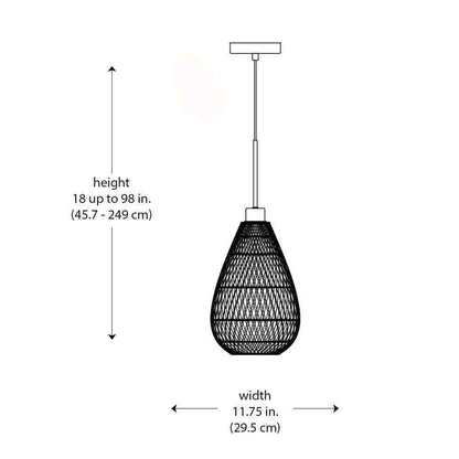 Bel Air Lighting Bernice 11.75 in. 1-Light Black Bohemian Hanging Pendant Light