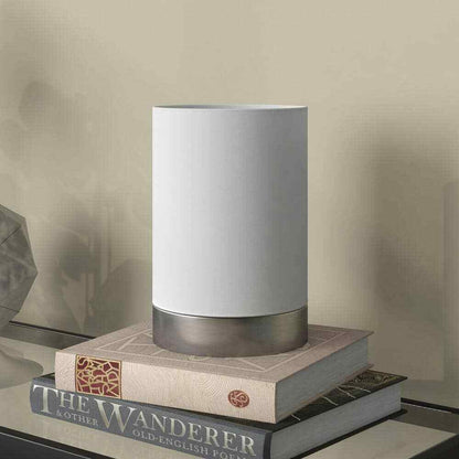 Meyer&Cross Piper 9 in. Brushed Nickel/White Uplight Mini Lamp with Fabric Shade