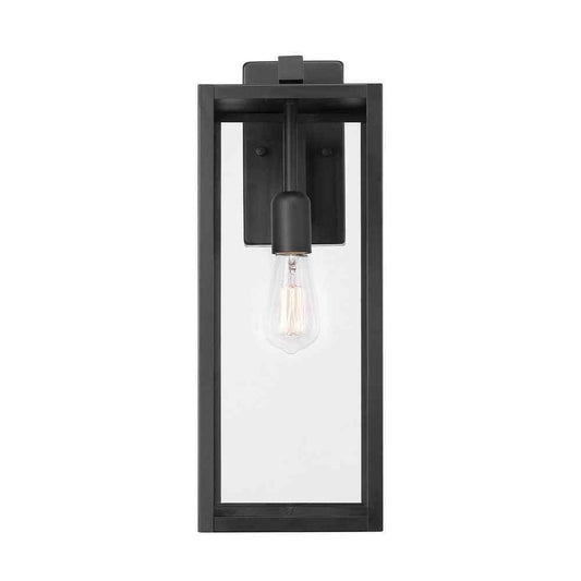 Hampton Bay Hurley 19.25 in. Matte Black Farmhouse Outdoor 1-Light Wall Sconce