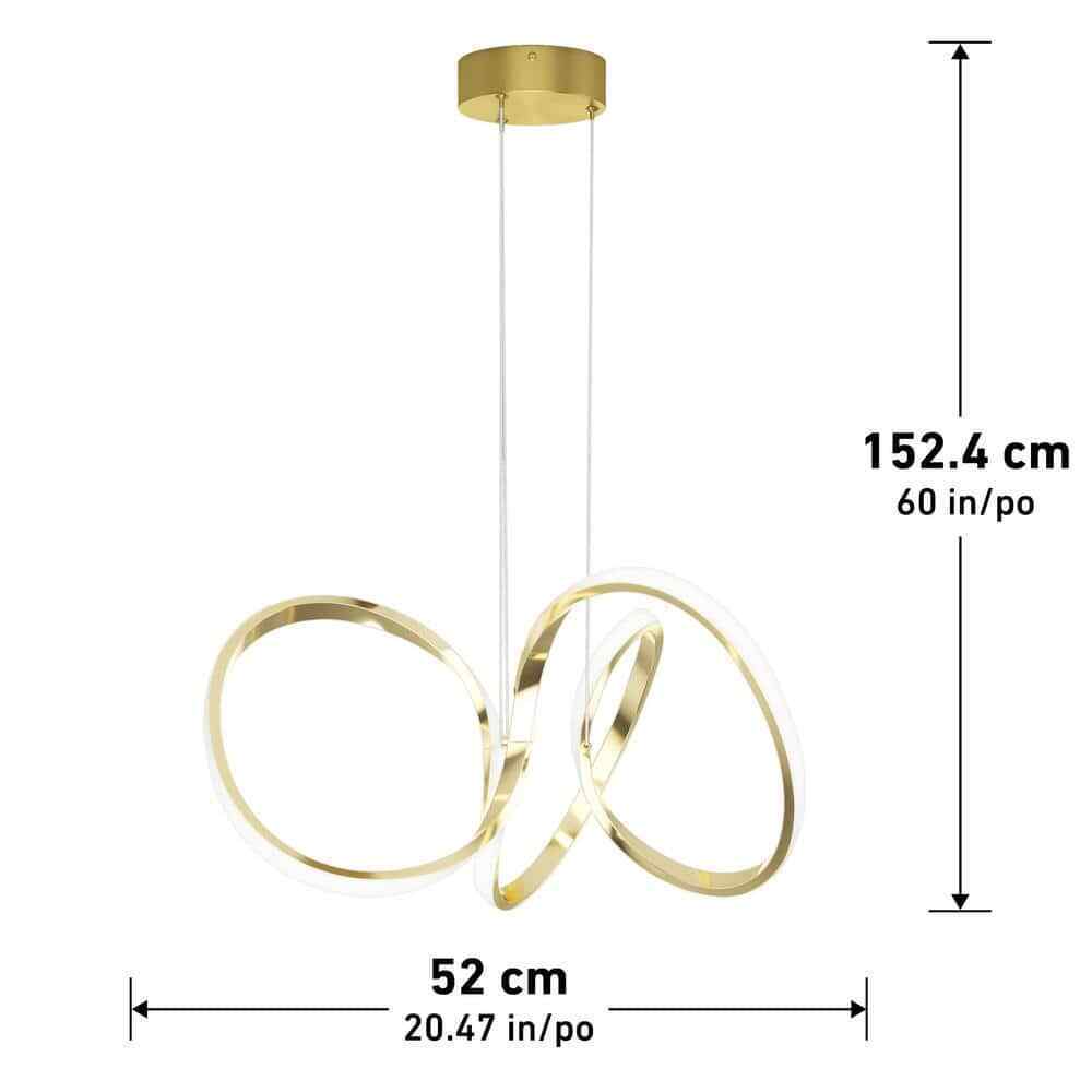 Artika Swirl 30-Watt 1 Light Gold Modern Integrated LED Pendant Light Fixture