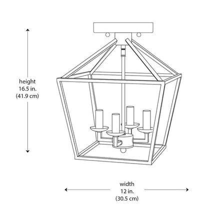Home Decorators Weyburn 16.5 in 4-Light Polished Chrome Lantern Semi-Flush Mount