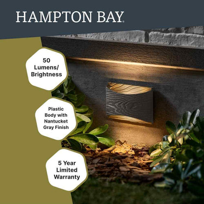 Hampton Bay Desoto Low Voltage Landscape Nantucket Gray Deck and Step Light