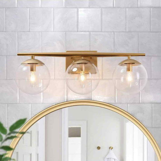Uolfin Modern Gold Bathroom Vanity Light 3-Light Farmhouse Brass Wall Sconce