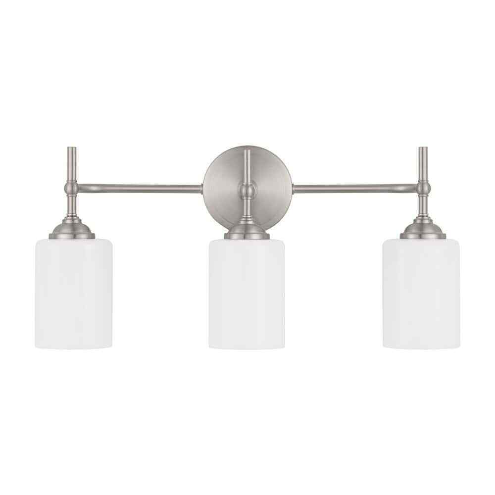 Home Decorators Ayelen 3-Light Brushed Nickel Modern Bathroom Vanity Light