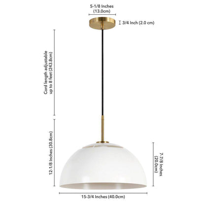Meyer&Cross Jordyn 16 in. 1-Light Modern White and Brushed Brass Pendant