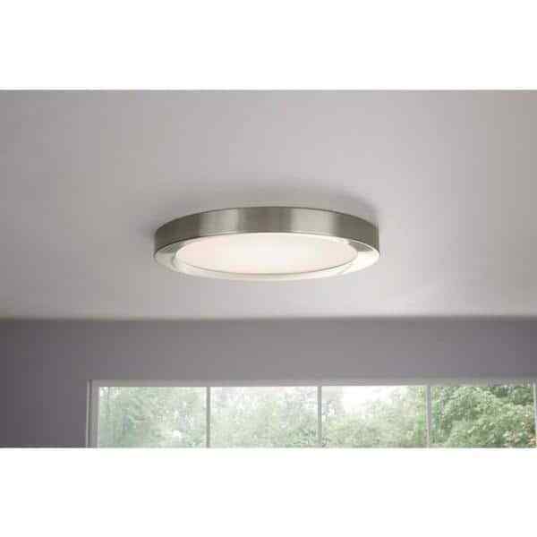 Home Decorators Calloway 19 in. Brushed Nickel Selectable LED Flush Mount