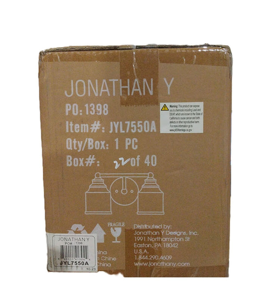 JONATHAN Y Lydia 14 in. 2-Light Iron/Frosted Glass LED Chrome Vanity Light
