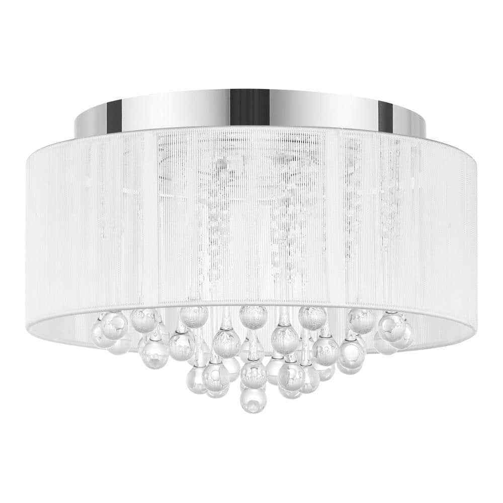 Home Decorators Flenniken 15 in. Integrated LED Chrome and Crystal Ceiling Light