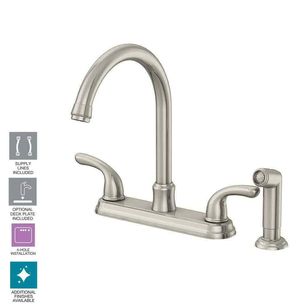 Glacier Bay Builders Double Handle Standard Kitchen Faucet Stainless Steel