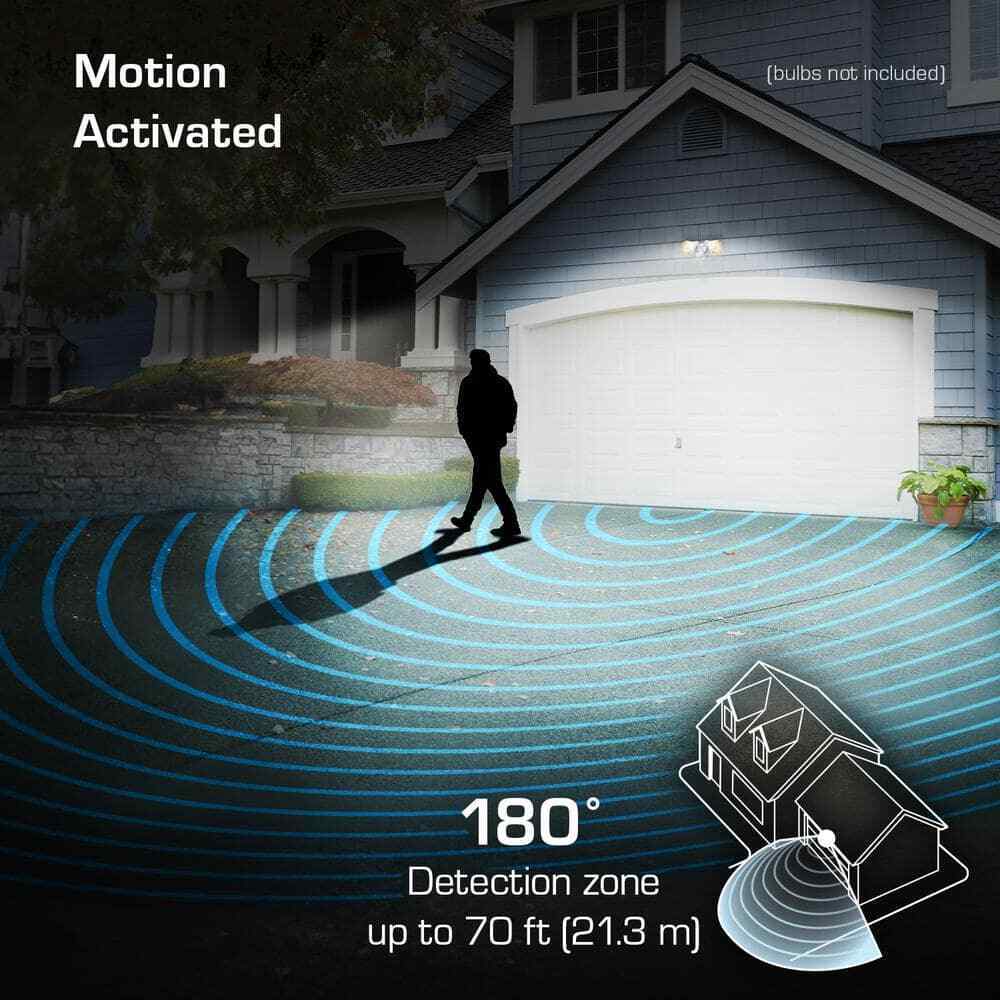 Defiant PAR 180-Degree White Motion Activated Wired 2-Head Security Flood Light