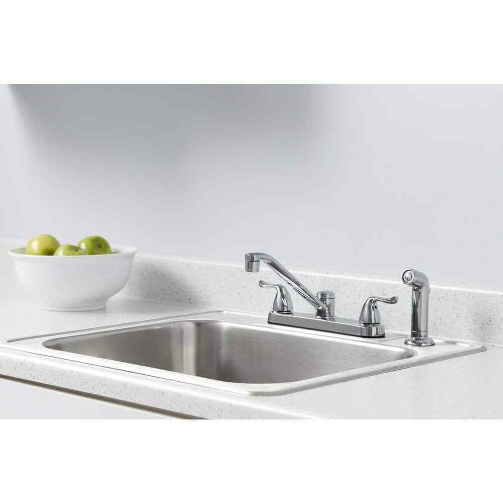 Glacier Bay Constructor Double-Handle Standard Kitchen Faucet in Polished Chrome