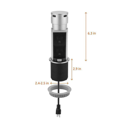 Link2Home Space Saver Pop Up-Outlet 2 Power Outlets 2 USB Ports 2.4 Amp