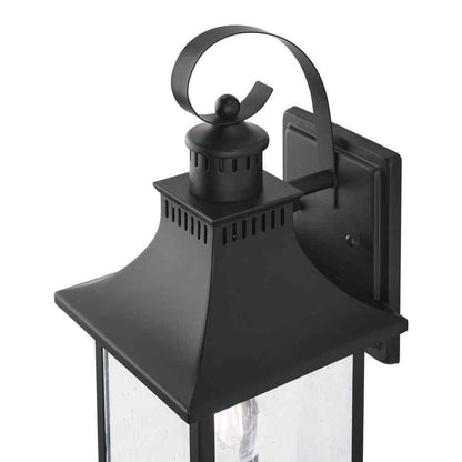 Hampton Bay Edgehill 16.25 in. Matte Black Hardwired Outdoor Wall Lantern Sconce