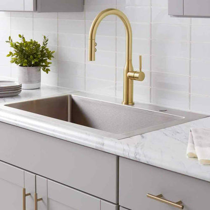 Glacier Bay Upson Single-Handle Pull-Down Sprayer Kitchen Faucet in Matte Gold