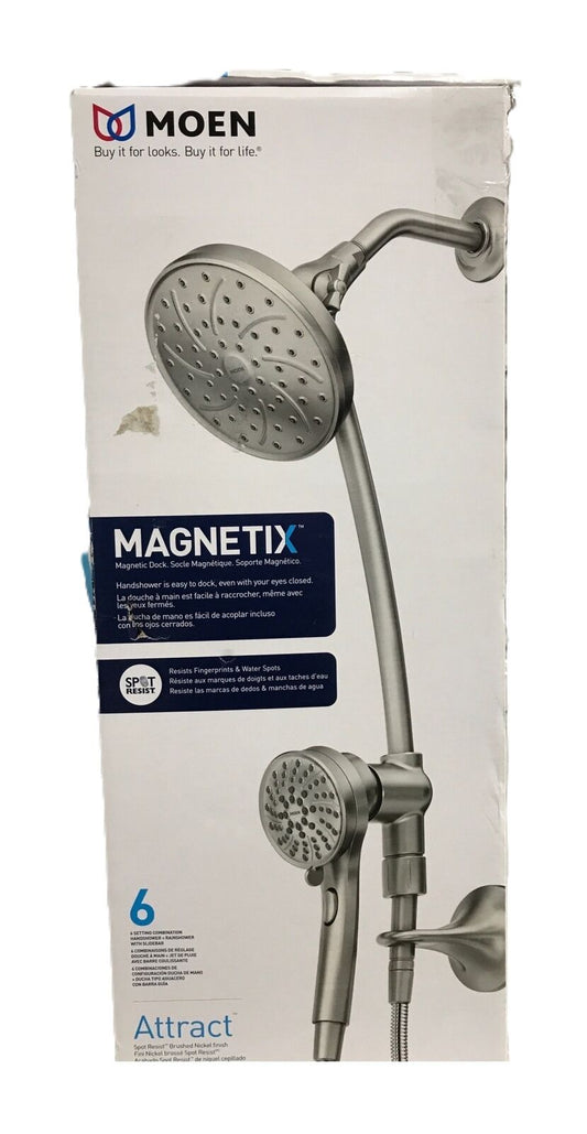 MOEN Attract w/ Magnetix 6-Spray Patterns 6.75 in. Wall Mount Dual Shower Heads