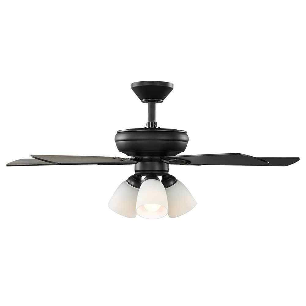 Hampton Bay Riley 44 in. Indoor LED Matte Black Downrod Ceiling Fan