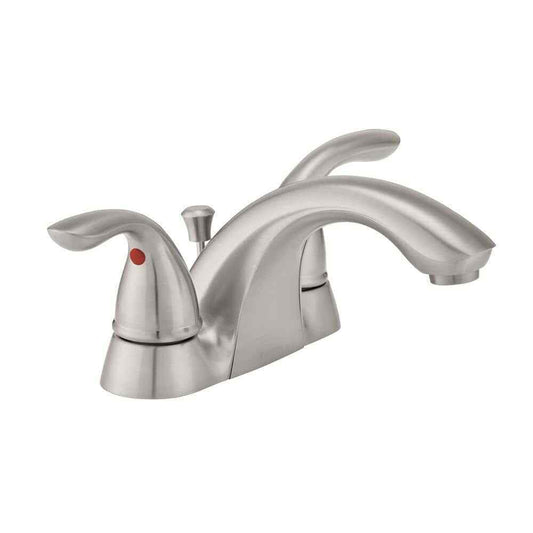 Glacier Bay 4 in. Centerset 2-Handle Low-Arc Bathroom Faucet in Brushed Nickel