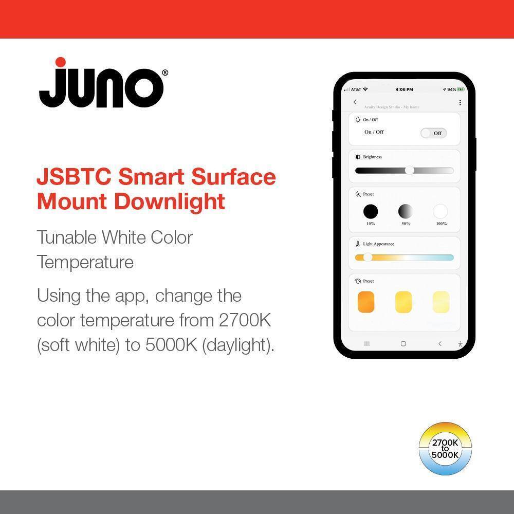 Juno JSBTC 8.39 in. White Tapered 2700K - 5000K Integrated LED Flush Mount Light
