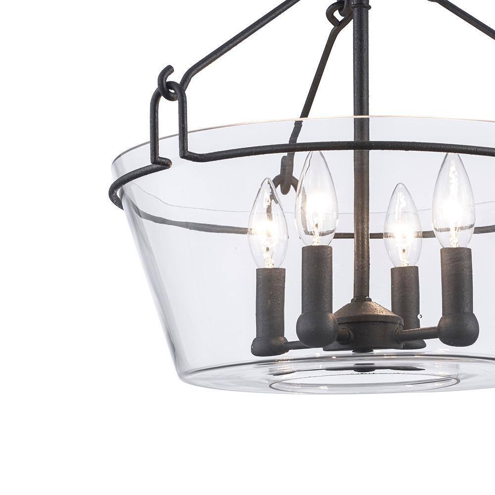 Home Decorators Crestlane 16.5 in. 4-Light Black Semi-Flush Mount Glass Fixture