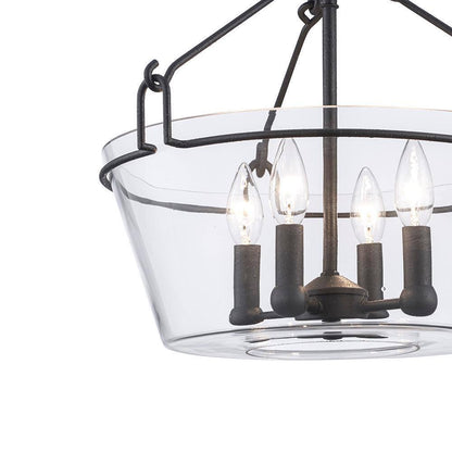 Home Decorators Crestlane 16.5 in. 4-Light Black Semi-Flush Mount Glass Fixture