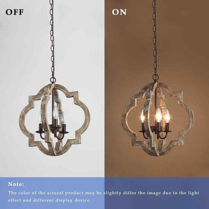LNC Farmhouse Rustic Bronze Wood Chandelier 16 in. 3-Light Candlestick Pendant