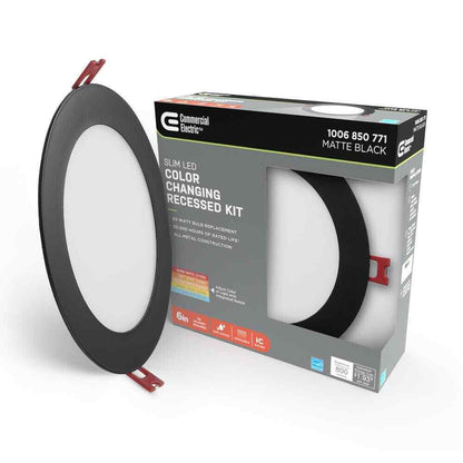 Commercial Electric 6 in. Selectable Canless Recessed Integrated Kit Matte Black