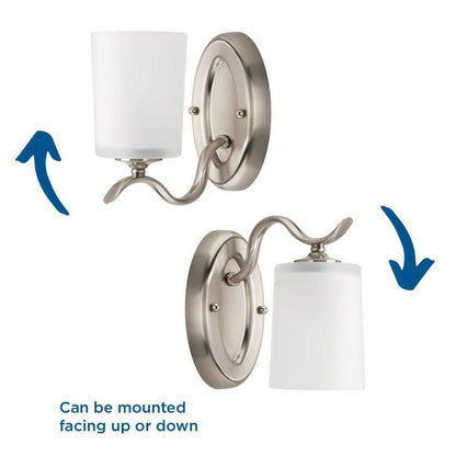 Progress Lighting Inspire 1-Light Brushed Nickel Etched Glass Wall Sconce