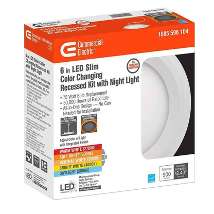 Commercial Electric Ultra Slim 6 in. CCT Integrated LED Recessed Light Trim