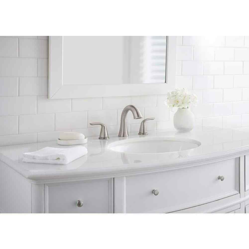 Glacier Bay Irena 8 in. Widespread 2-Handle Bathroom Faucet in Brushed Nickel