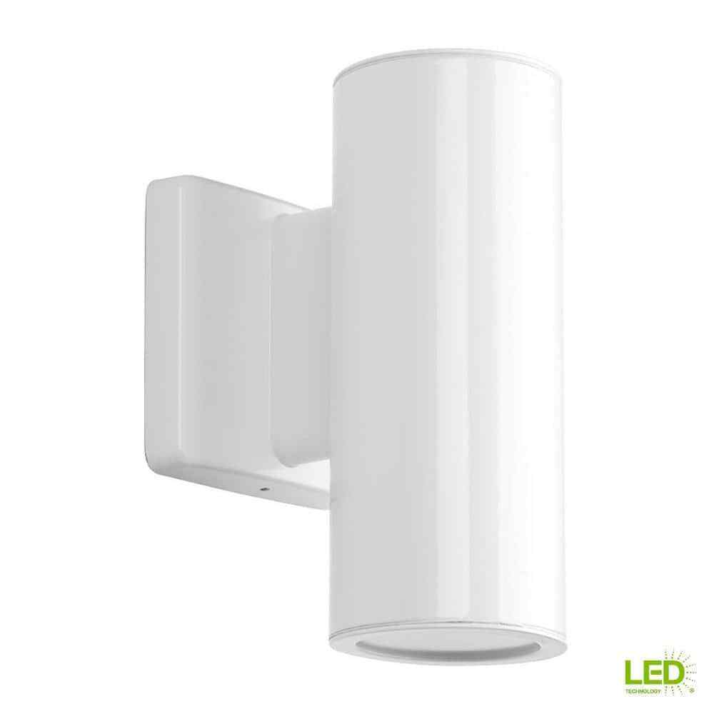 Progress Lighting Cylinders White LED Outdoor Small Up/Down Wall Lantern Light