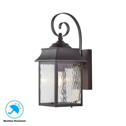 Home Decorators Scroll 17 in. 1-Light Black Small Outdoor Wall Light Fixture