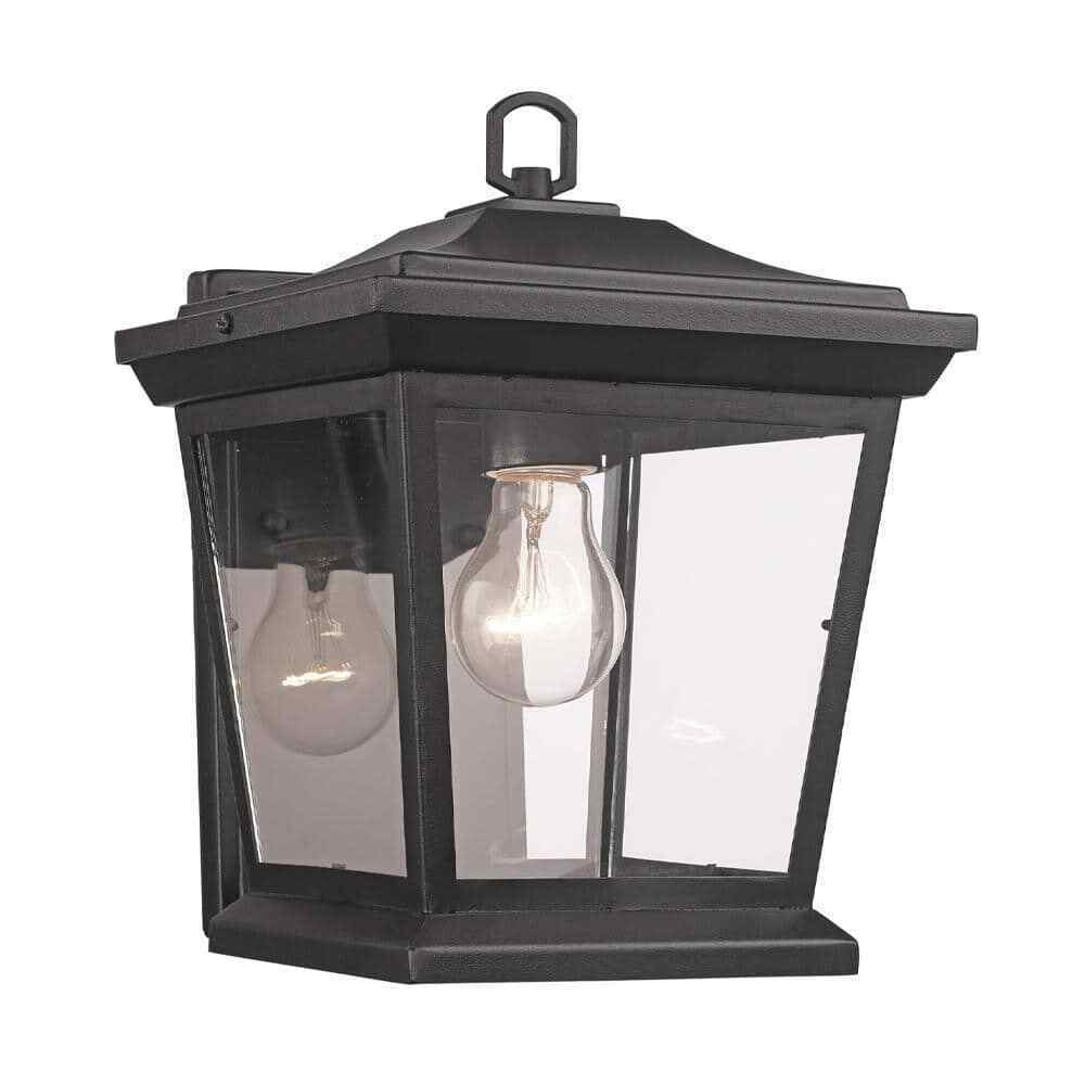 Bel Air Lighting Turlock 1-Light Black Outdoor Wall Light Fixture w/ C ...