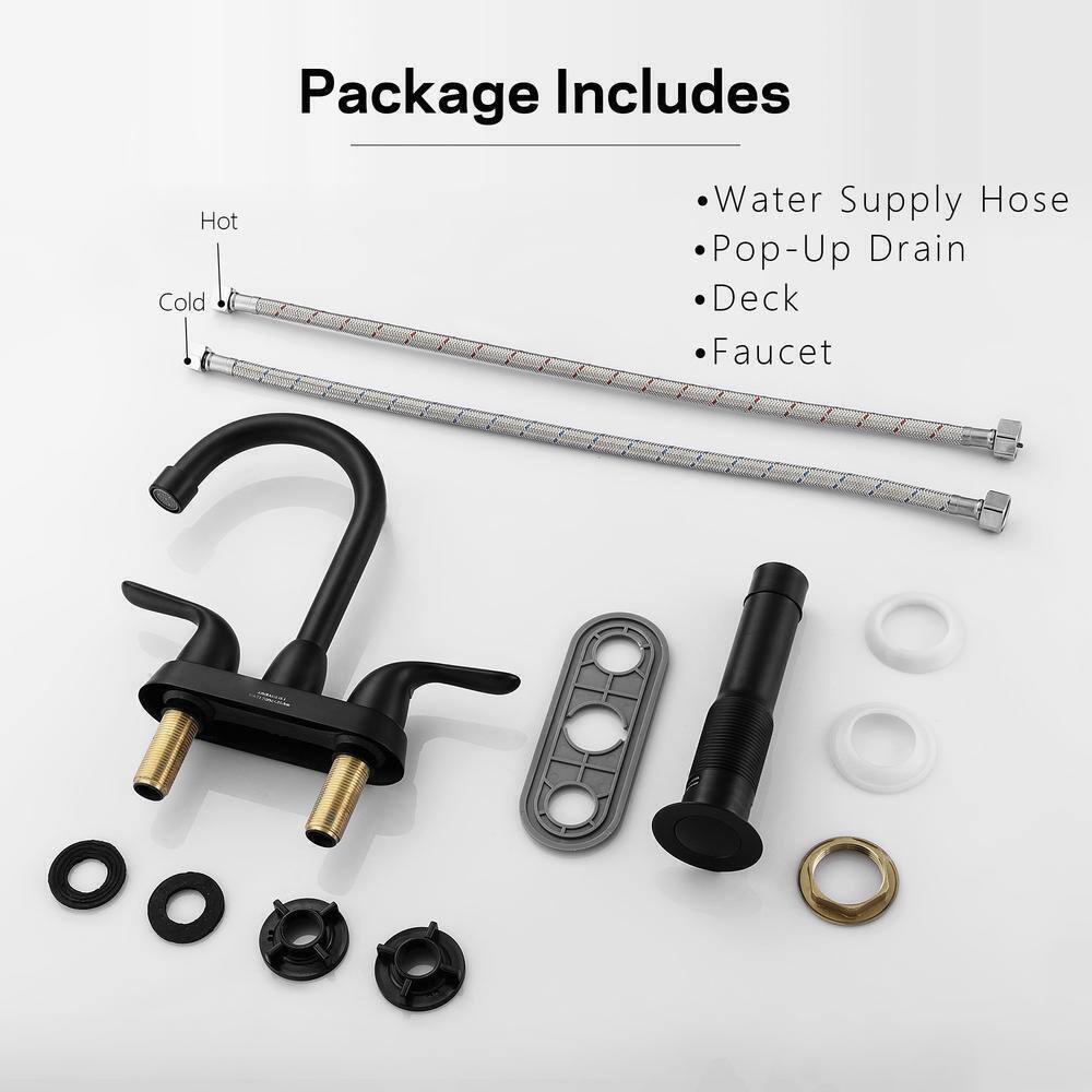 LORDEAR Double Holes 2-Handles Vessel Bathroom Faucet Matte Black Lavatory