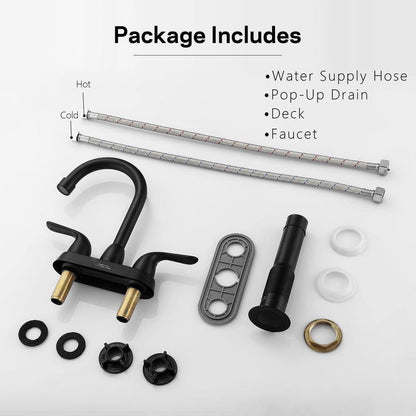 LORDEAR Double Holes 2-Handles Vessel Bathroom Faucet Matte Black Lavatory