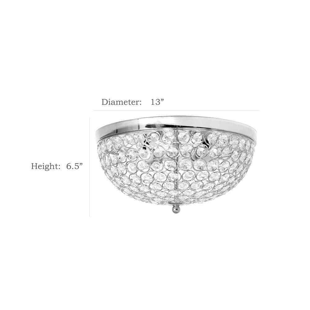 Elegant Designs Elipse 13 in. 2-Light Chrome and Crystal Flush Mount FM1000-CHR